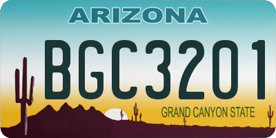 AZ license plate BGC3201