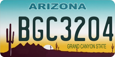 AZ license plate BGC3204