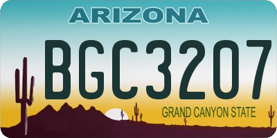 AZ license plate BGC3207