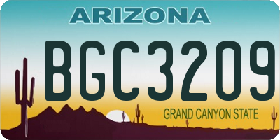 AZ license plate BGC3209