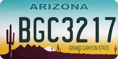 AZ license plate BGC3217