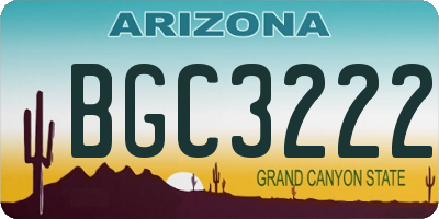 AZ license plate BGC3222