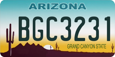 AZ license plate BGC3231