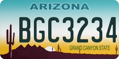AZ license plate BGC3234