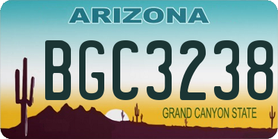 AZ license plate BGC3238