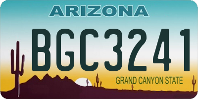 AZ license plate BGC3241