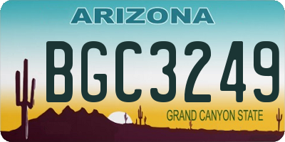 AZ license plate BGC3249
