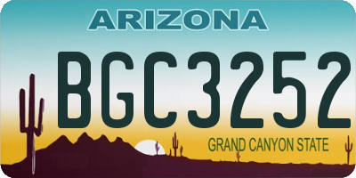 AZ license plate BGC3252