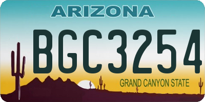 AZ license plate BGC3254