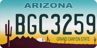 AZ license plate BGC3259