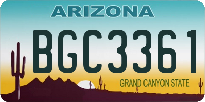 AZ license plate BGC3361