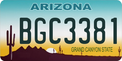 AZ license plate BGC3381