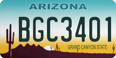 AZ license plate BGC3401