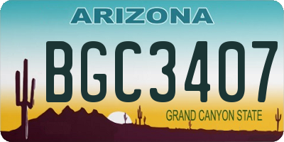 AZ license plate BGC3407