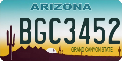 AZ license plate BGC3452