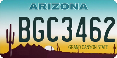 AZ license plate BGC3462
