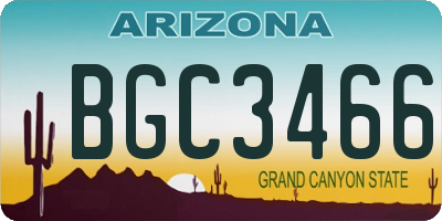 AZ license plate BGC3466