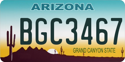 AZ license plate BGC3467