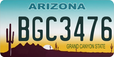 AZ license plate BGC3476