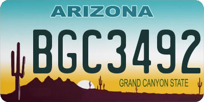 AZ license plate BGC3492