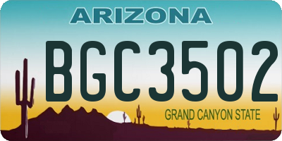 AZ license plate BGC3502