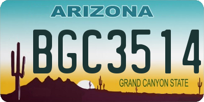AZ license plate BGC3514