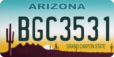 AZ license plate BGC3531