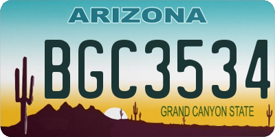 AZ license plate BGC3534