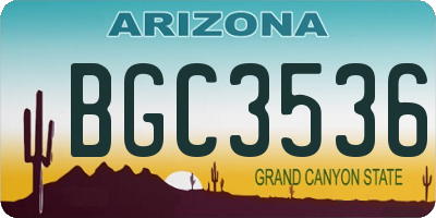 AZ license plate BGC3536