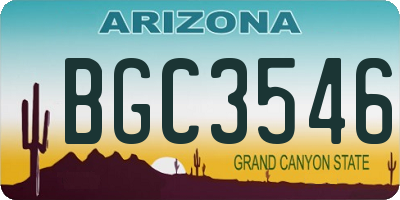 AZ license plate BGC3546