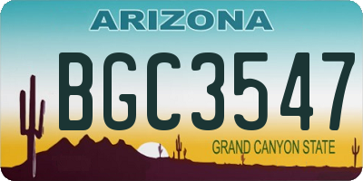 AZ license plate BGC3547