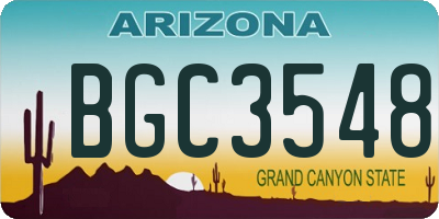 AZ license plate BGC3548