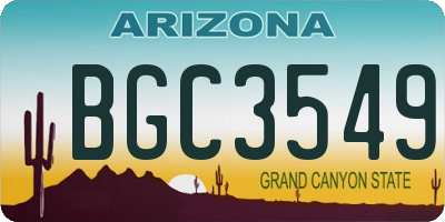 AZ license plate BGC3549