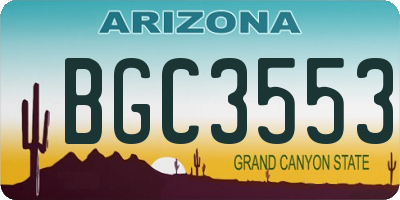 AZ license plate BGC3553