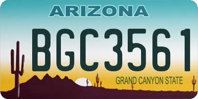 AZ license plate BGC3561