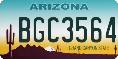AZ license plate BGC3564