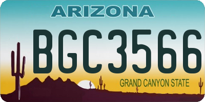 AZ license plate BGC3566