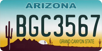 AZ license plate BGC3567