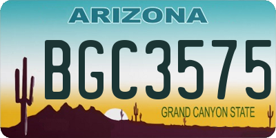 AZ license plate BGC3575