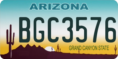 AZ license plate BGC3576