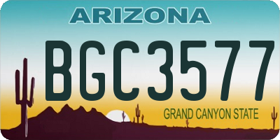 AZ license plate BGC3577