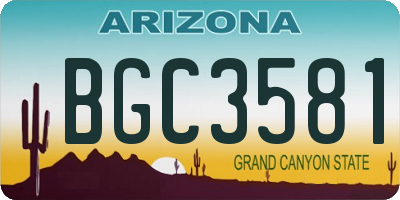 AZ license plate BGC3581