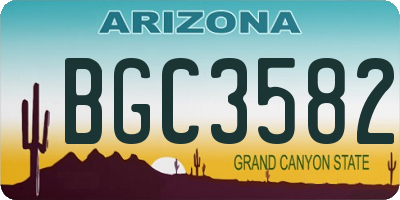 AZ license plate BGC3582