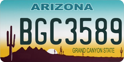 AZ license plate BGC3589