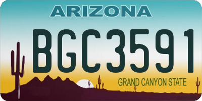 AZ license plate BGC3591