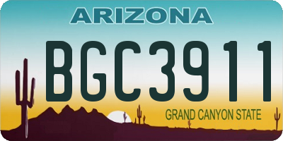 AZ license plate BGC3911