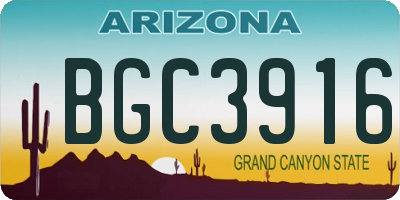AZ license plate BGC3916