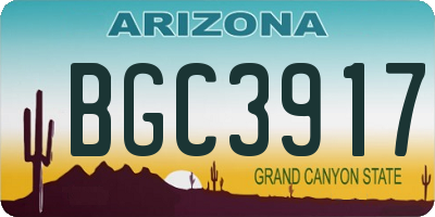 AZ license plate BGC3917
