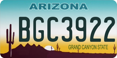 AZ license plate BGC3922