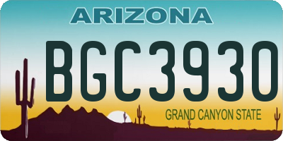 AZ license plate BGC3930
